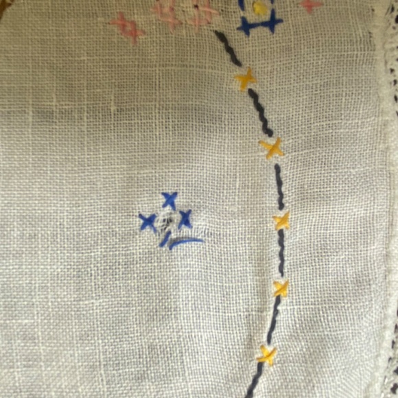 Vintage Handmade Embroidered Table Linens Ice Cream Sundae Oblong Dresser Scarf - Picture 5 of 7